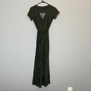 One Clothing XS Green Striped Jumpsuit